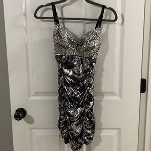 Silver & Black Sequin Bra Party Dress | Size S/M “38”